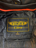 NEW UNIK ULTRA UNISEX SIZE LARGE LEATHER MOTORCYCLE JACKET ZIP OUT LINING