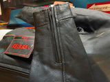 NEW UNIK ULTRA UNISEX SIZE LARGE LEATHER MOTORCYCLE JACKET ZIP OUT LINING