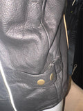 NEW UNIK ULTRA UNISEX SIZE LARGE LEATHER MOTORCYCLE JACKET ZIP OUT LINING