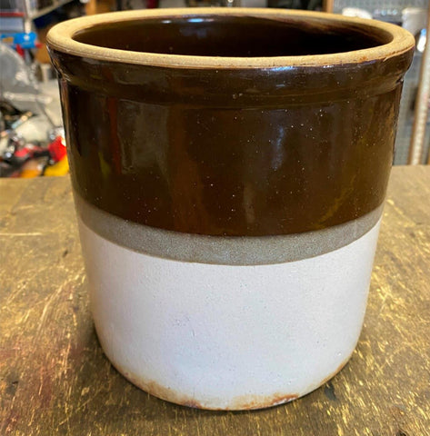 Vtg Crock Pot 1/2 Gallon 19th century Glazed Butter Unmarked Antique Pottery