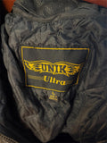 NEW UNIK ULTRA LEATHER MOTORCYCLE JACKET LADIES SIZE LARGE ZIP OUT LINING VENTED