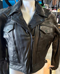 NEW UNIK ULTRA LEATHER MOTORCYCLE JACKET LADIES SIZE LARGE ZIP OUT LINING VENTED