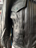 NEW UNIK ULTRA LEATHER MOTORCYCLE JACKET LADIES SIZE LARGE ZIP OUT LINING VENTED