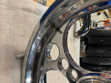 3 Blade Chrome Mag Wheel 3.5x18 Harley Softail Dyna Touring Chopper Front 3/4 se