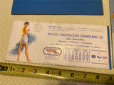Vtg Advertising Engineering construc Hot Girl Ink Pad Pin up Pad 40's Art Poster