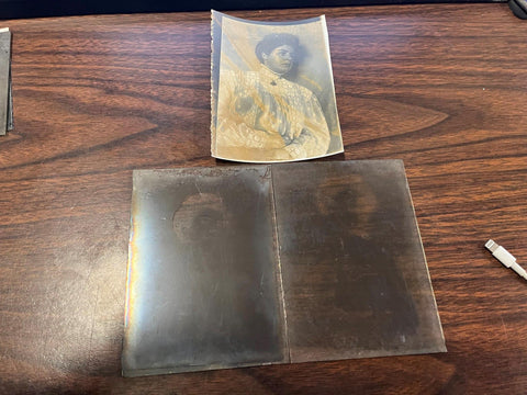 VTG Antique Early 1900s 2 Glass Photo Negatives Slide Photo Victorian Lady Dress