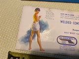 Vtg Advertising Engineering construc Hot Girl Ink Pad Pin up Pad 40's Art Poster