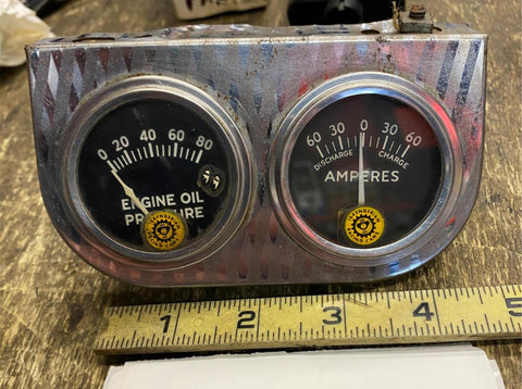 Vtg Oil Pressure Amp Guages Acc Pkg Hot Rod Muscle Car Under Dash Old Skool Chev