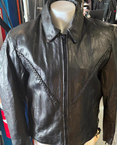 NEW INTERSTATE LEATHER LADIES SIZE LARGE LEATHER MOTORCYCLE JACKET ZIP OUT LINER