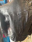 NEW INTERSTATE LEATHER LADIES SIZE LARGE LEATHER MOTORCYCLE JACKET ZIP OUT LINER