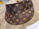 Lois Vuitton Womens Visor Headwear Hat Cap Golf Beach Dress wear Brown Logo Pin!