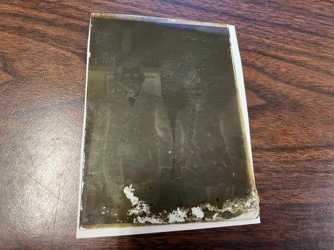VTG Antique Early 1900s Glass Photo Negative Slide Photo Husband And Wife