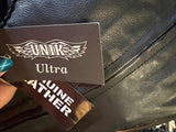NEW UNIK ULTRA LEATHER JACKET MOTORCYCLE LADIES SIZE EXTRA LARGE BRAID TRIM