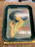 Vtg Coke Coca cola Serving tray Antique Sign Advertising Soda collector Tin Meta