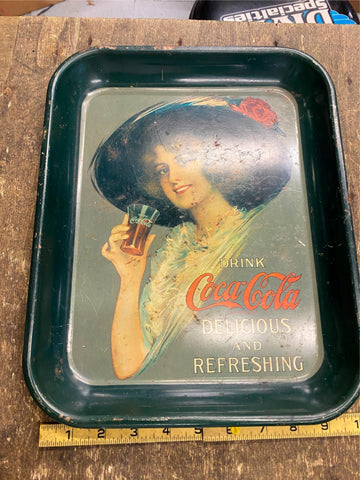 Vtg Coke Coca cola Serving tray Antique Sign Advertising Soda collector Tin Meta