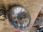 OEM 5 3/4" Bottom Mount Headlight Chrome Harley Softail Wide Glide W Bulb Wiring