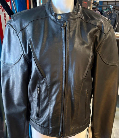 NEW UNIK PREMIUM LADIES SIZE 46 LEATHER MOTORCYCLE JACKET VENTED ZIP OUT LINING