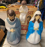Vtg Empire Nativity Set Blow Mold christmas Decor Orig box Baby Jesus Mary 28"