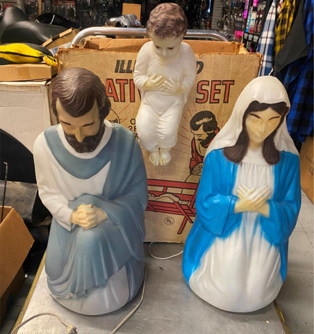 Vtg Empire Nativity Set Blow Mold christmas Decor Orig box Baby Jesus Mary 28"