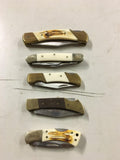 Lot 5 folding pocket knives made in Pakistan survival camping hunting