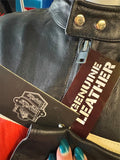 NEW LONG RIDER LEATHER UNISEX SIZE 48 LEATHER MOTORCYCLE JACKET ZIP OUT LINER