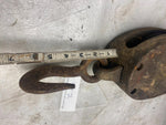 Vtg Antique Tall ship Sail Boat Riggin Block Tackle Pulley Wood Metal Cast Hook