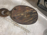 Vtg Antique Tall ship Sail Boat Riggin Block Tackle Pulley Wood Metal Cast Hook