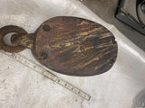 Vtg Antique Tall ship Sail Boat Riggin Block Tackle Pulley Wood Metal Cast Hook