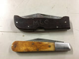 Lot 2 Vtg Japan made folding hunting knives survival camping