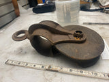Vtg Antique ship Sail Boat Riggin Block Tackle Pulley Wood Cast 1800's Meyers