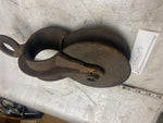 Vtg Antique ship Sail Boat Riggin Block Tackle Pulley Wood Cast 1800's Meyers