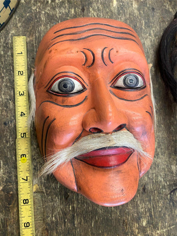 Antique Wood Noh masks traditional theater mask Play Old Man Store Keeper Vtg