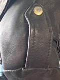 UNIK INTERNATIONAL LADIES SIZE 46 SHORT LEATHER MOTORCYCLE JACKET SILVER ZIPPER