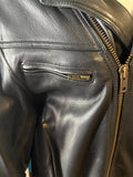 UNIK ULTRA UNISEX SIZE LARGE LEATHER MOTORCYCLE JACKET VENTED ZIPOUT LINER