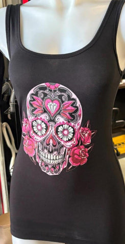 HOT LEATHER PINK SUGAR SKULL TANK TOP LADIES SIZE SMALL