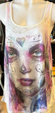 LETHAL ANGEL LADIES SIZE XL TANK TOP WHITE/PURPLE PAINTED SOUL