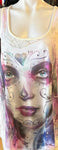 LETHAL ANGEL LADIES SIZE 2X TANK TOP WHITE/PURPLE PAINTED SOUL