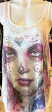 LETHAL ANGEL LADIES SIZE SMALL TANK TOP WHITE/PURPLE PAINTED SOUL