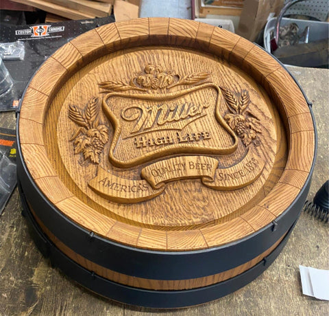Vtg Miller High Life Beer Barrel Keg Bar Sign 6” x 15” Display Man Cave Tavern!