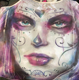 LETHAL ANGEL LADIES SIZE XL TANK TOP WHITE/PURPLE PAINTED SOUL