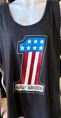 OEM HARLEY DAVIDSON LADIES SIZE MED TANK TOP BLACK #1 logo USA" BIKER CHICK