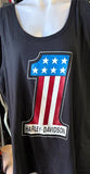 OEM HARLEY DAVIDSON LADIES SIZE 3W TANK TOP BLACK #1 logo USA" BIKER CHICK