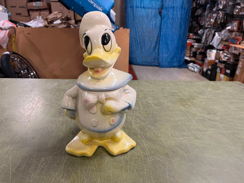 Vintage 1940s Made In USA Ceramic Walt Disney Donald Duck Cookie Jar