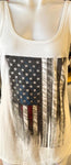 HOT LEATHERS LADIES SIZE LARGE TANK TOP WHITE AMERICAN FLAG PRINT
