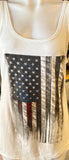 HOT LEATHERS LADIES SIZE LARGE TANK TOP WHITE AMERICAN FLAG PRINT