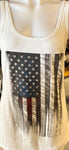 HOT LEATHERS LADIES SIZE SMALL TANK TOP WHITE AMERICAN FLAG PRINT