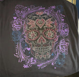 HOT LEATHERS LADIES SIZE EXTRA LARGE TANK TOP BLACK WITH BLING SUGAR SKULL
