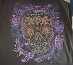 HOT LEATHERS LADIES SIZE MEDIUM TOP BLACK WITH BLING SUGAR SKULL