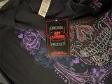 HOT LEATHERS LADIES SIZE MEDIUM TOP BLACK WITH BLING SUGAR SKULL