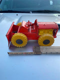 RARE Vtg Structo Bulldozer Tin Toy Heavy Equipment 1960's Orange yellow wheels